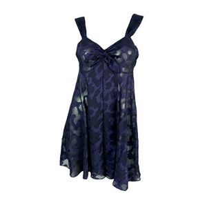 Victoria's‎ Secret Vintage Sip Dress Women's Size Small Navy Blue Babydoll Sheer